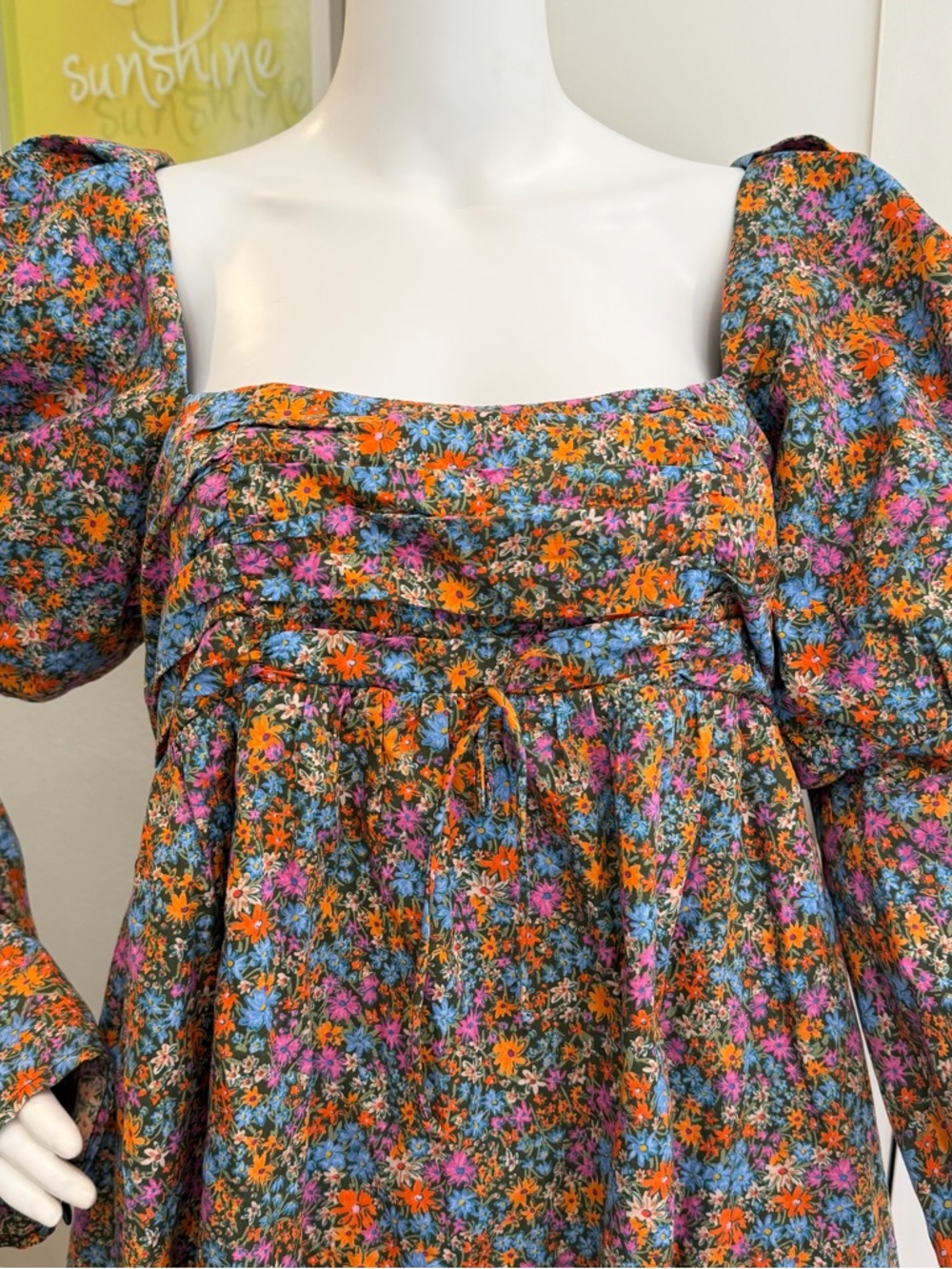 NWT For Love & Lemons 1X Brittany Floral Puff Sleeve Organic Cotton Babydoll - Picture 2 of 11